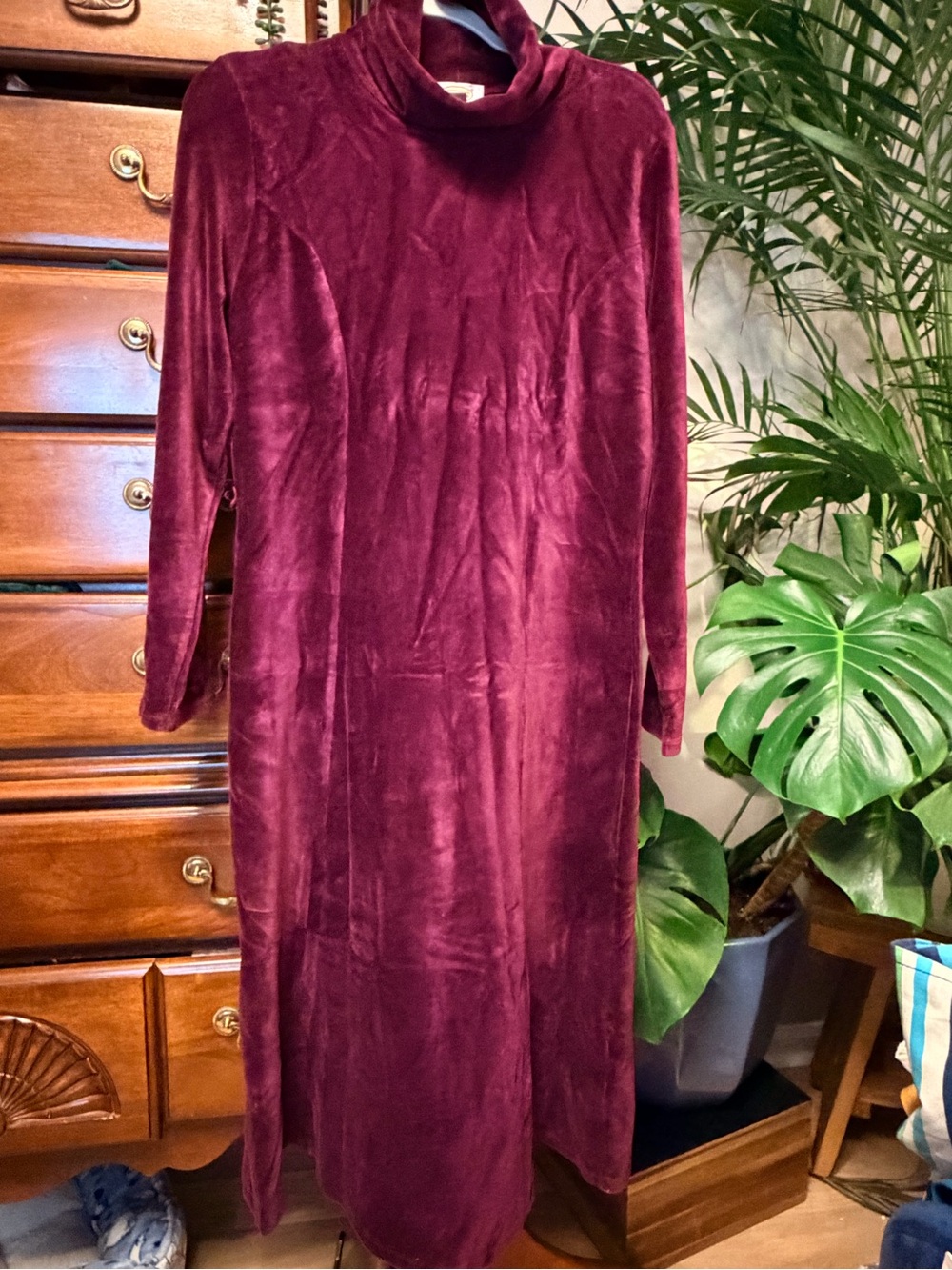 Talbots Velvet Turtleneck Midi Dress in Rich purple